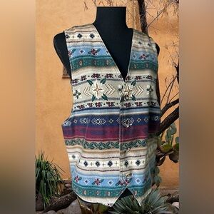Vintage Vivaldi Jeanswear Aztec Vest Medium Austin Western Santa Fe